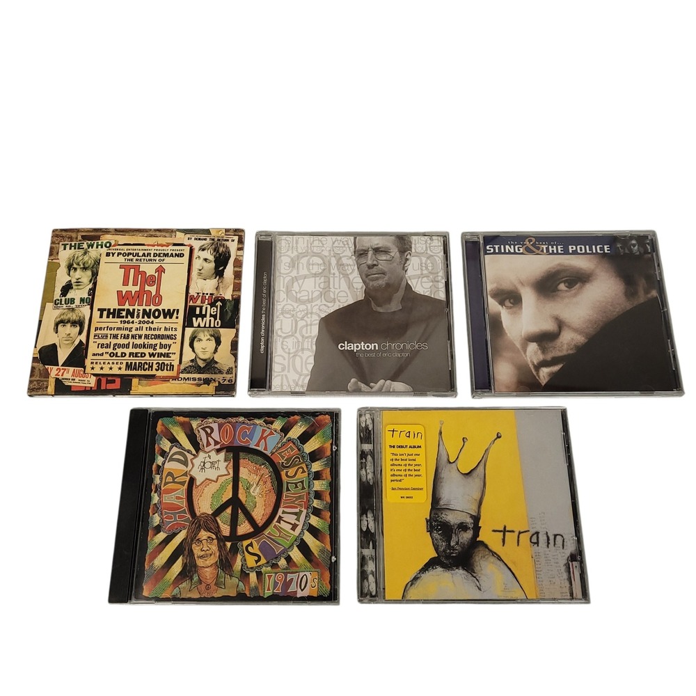 Classic Rock Greatest Hits CD Lot 5 The Who Clapton Sting Police Train 1970s